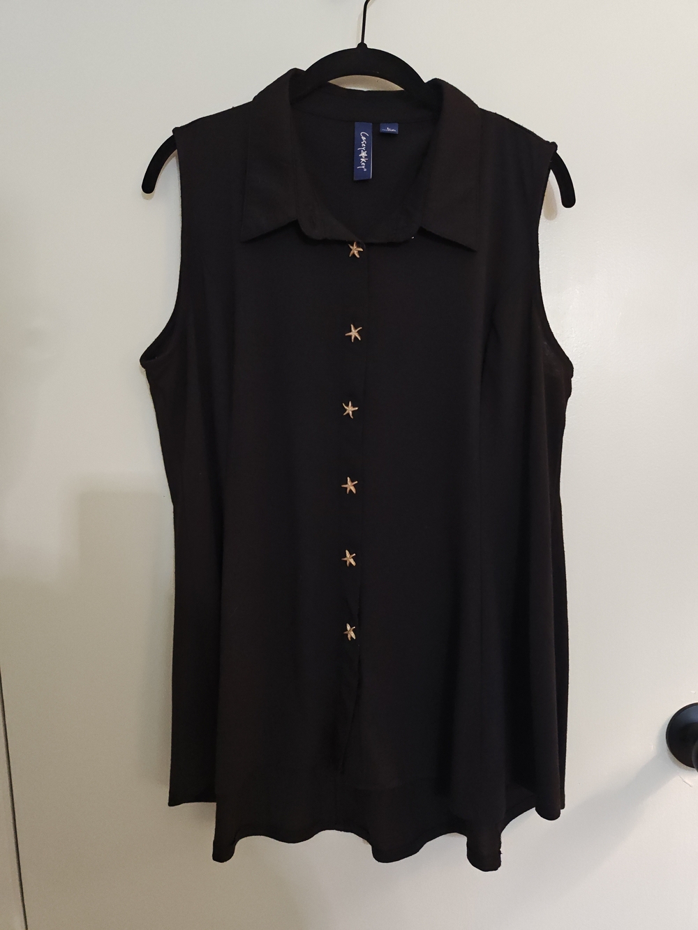 Sleeveless Button-Front Black Women's Top Resort Wear Casey Key